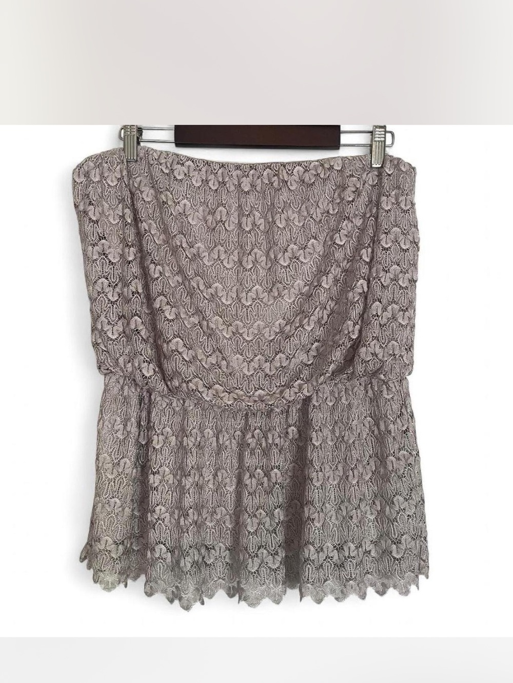 Boston Proper Taupe Lace Strapless Top